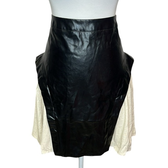 Micas Color Block Patchwork Faux Leather Skirt - Picture 2 of 7